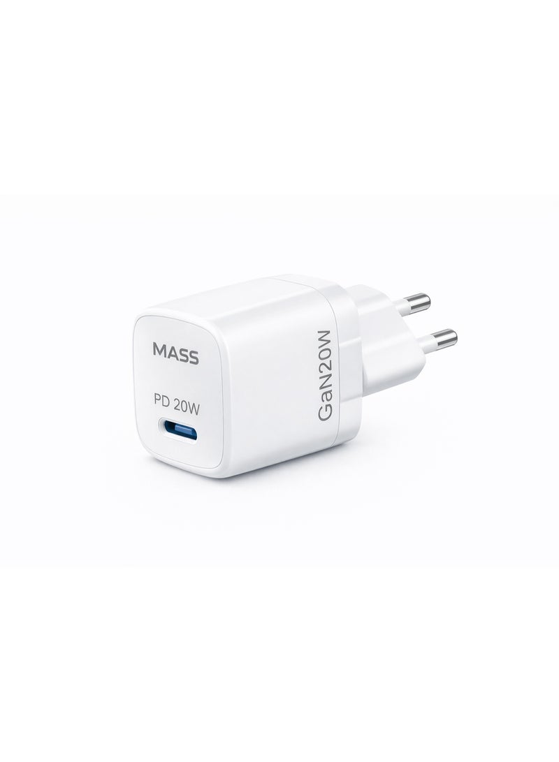 ماس شاحن Mass MA-HC04 PD 20W GAN Mini الذكي السريع للاتحاد الأوروبي مع كابل USB-C إلى USB-C، طوله متر واحد، أسود | ضمان لمدة 12 شهرًا - Image 5