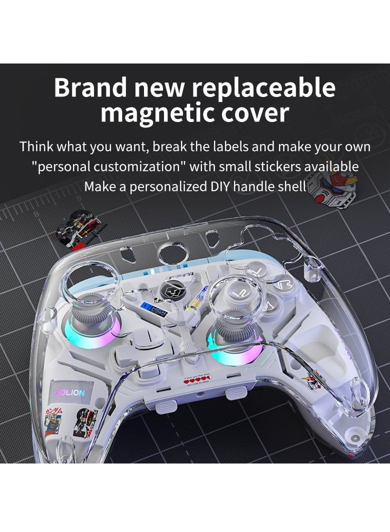 Interactive Screen Gaming Controller, Hall Effect Game Controller for PC, Switch,iOS,Android, Gamepad Joystick, Motion Sensing, RGB Light, Bluetooth & 2.4G Connection White - Image 4