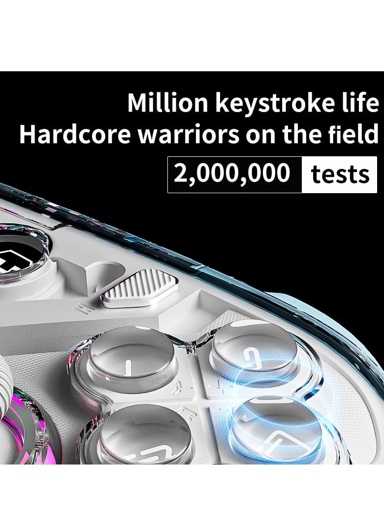 Interactive Screen Gaming Controller, Hall Effect Game Controller for PC, Switch,iOS,Android, Gamepad Joystick, Motion Sensing, RGB Light, Bluetooth & 2.4G Connection White - Image 2