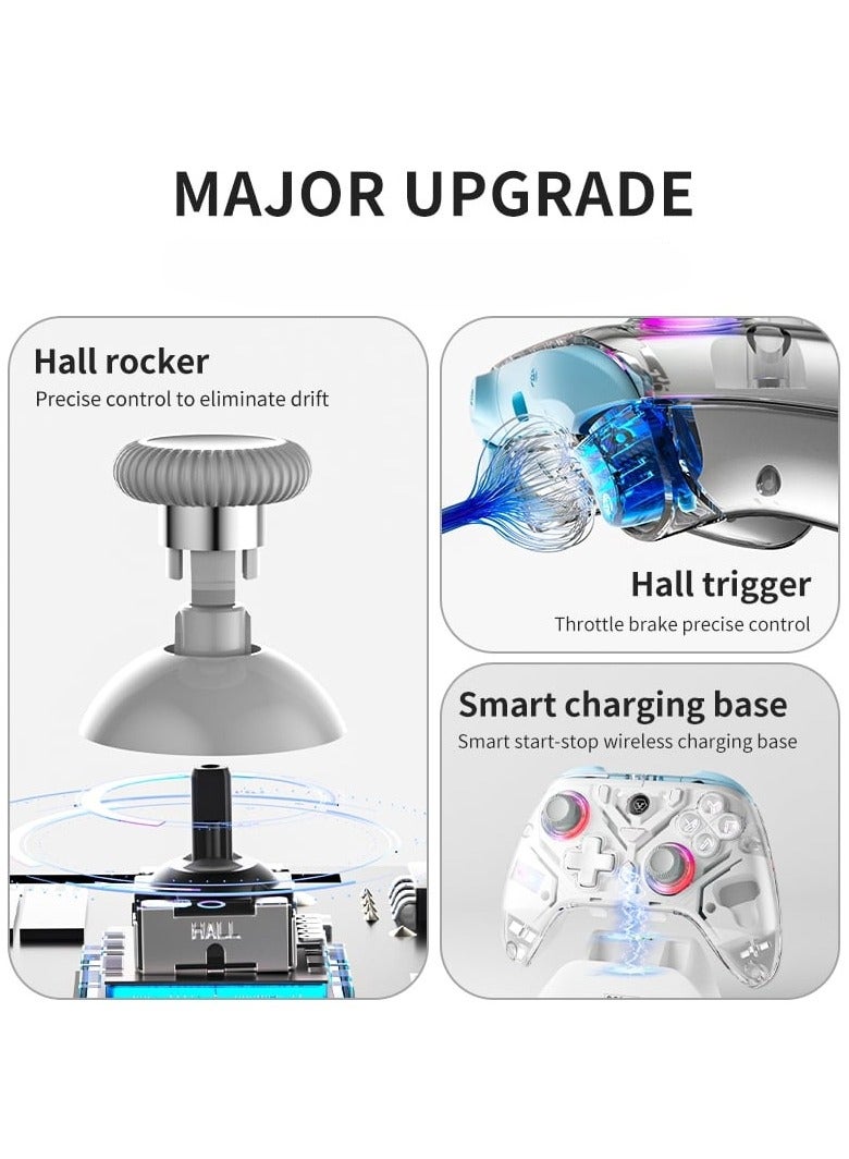 Interactive Screen Gaming Controller, Hall Effect Game Controller for PC, Switch,iOS,Android, Gamepad Joystick, Motion Sensing, RGB Light, Bluetooth & 2.4G Connection White - Image 5