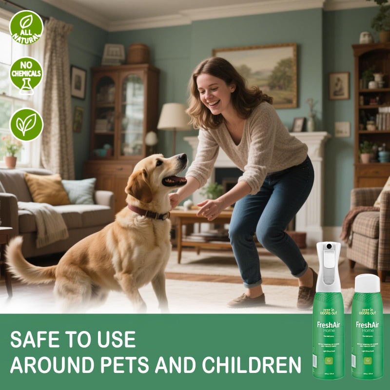 House of Zest FreshAir Home&Pets - Eliminate household odors,from trash,laundry,bathroom/diaper stink,and pet funk.Chemical Free,made with plant-based ingredients, with light citrus scent.2pk 32fl oz - Image 3