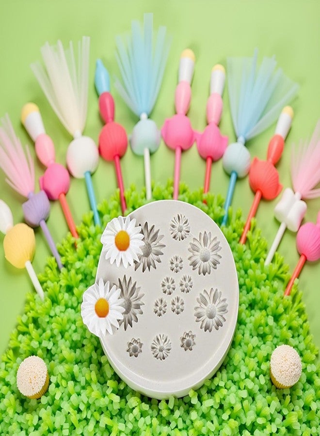 Tustao Cute Flower Silicone Molds Daisy Shape Fondant Candy Mould Mini Flower Chocolate Molds for Cake Decoration Cupcake Topper Fudge Polymer Clay - Image 5