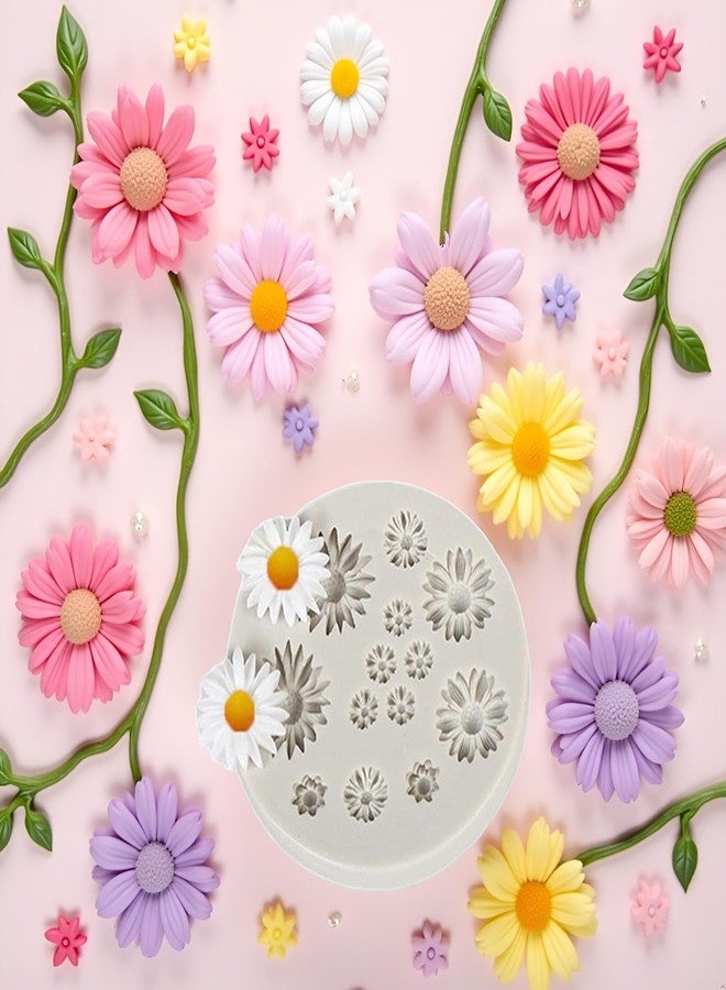 Tustao Cute Flower Silicone Molds Daisy Shape Fondant Candy Mould Mini Flower Chocolate Molds for Cake Decoration Cupcake Topper Fudge Polymer Clay - Image 2