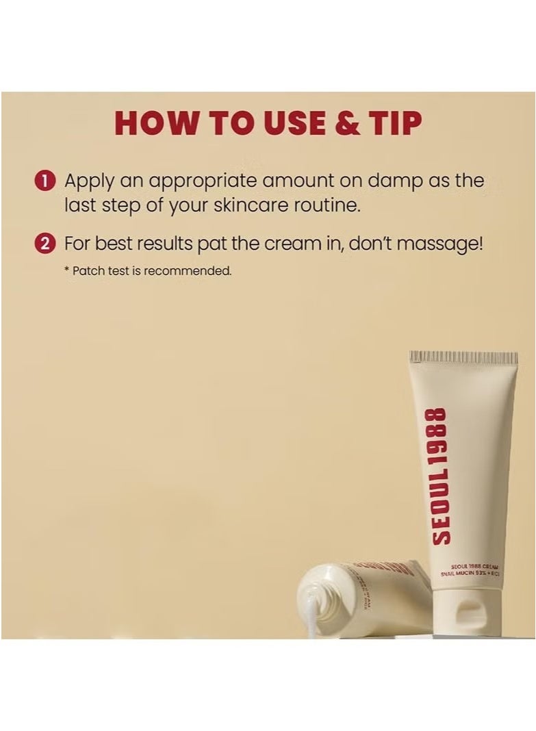 K-SECRET 1988 Snail Mucin Moisturizer – Face Cream with Rice Extract for Hydration & Skin Barrier Repair, 100ml - Image 3