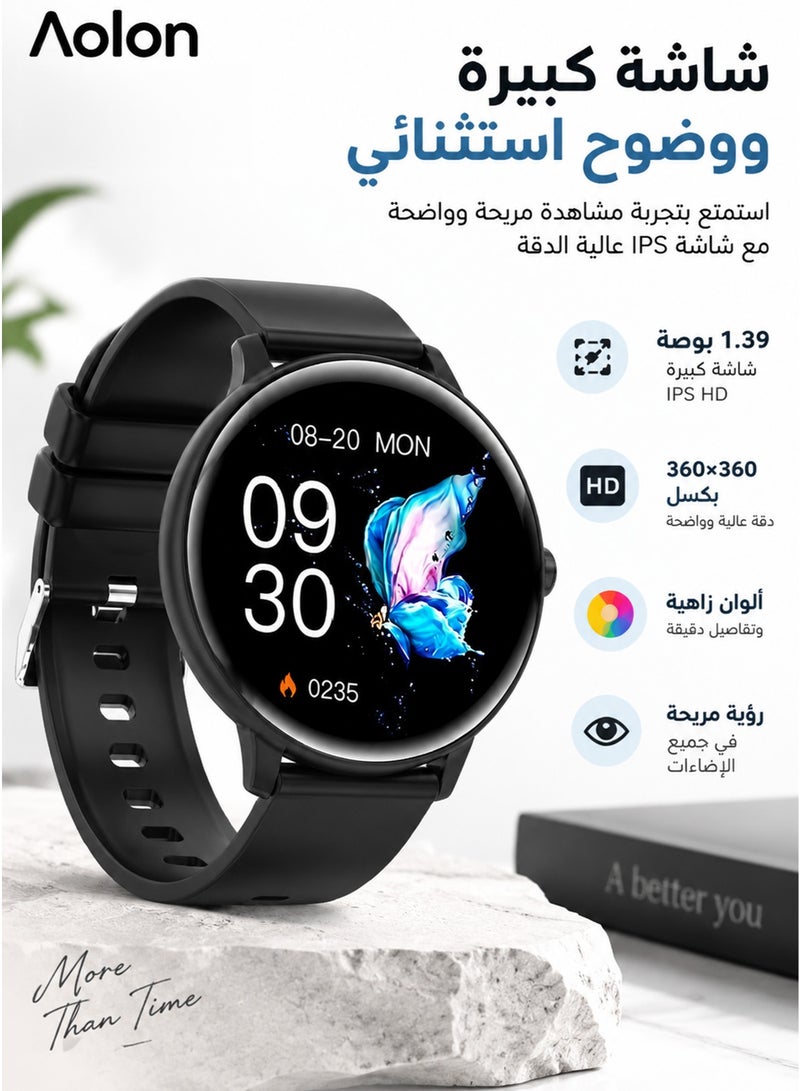 Aolon GTR Mini Smartwatch (Black) – 1.39" IPS HD Screen (360x360), Bluetooth 5.3 Calling & Health Tracker, 115 Sports Modes, IP67 Waterproof, Lightweight Smart Fitness Watch (JYOUPRO App) - Image 3
