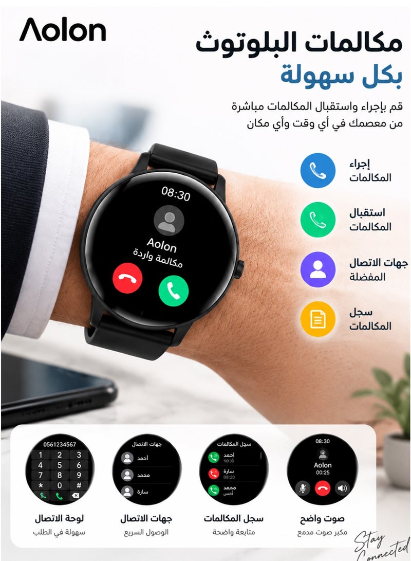 Aolon GTR Mini Smartwatch (Black) – 1.39" IPS HD Screen (360x360), Bluetooth 5.3 Calling & Health Tracker, 115 Sports Modes, IP67 Waterproof, Lightweight Smart Fitness Watch (JYOUPRO App) - Image 4