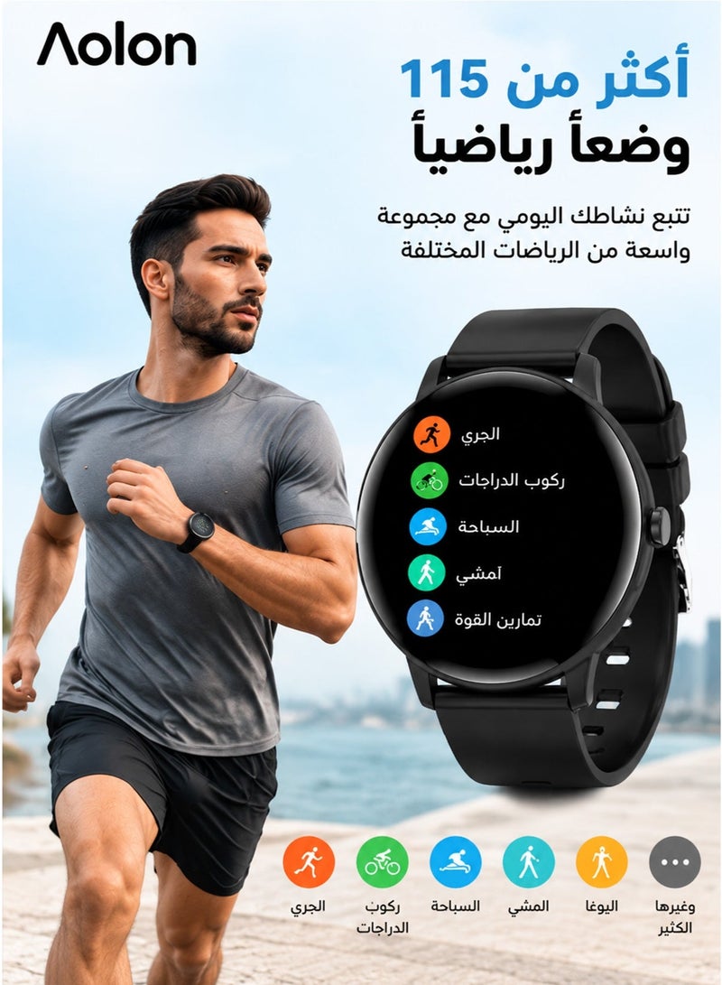 Aolon GTR Mini Smartwatch (Black) – 1.39" IPS HD Screen (360x360), Bluetooth 5.3 Calling & Health Tracker, 115 Sports Modes, IP67 Waterproof, Lightweight Smart Fitness Watch (JYOUPRO App) - Image 1