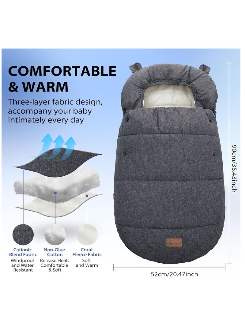 Generic High Quality Baby Pram Footmuffs and Sleeping Bag, Winter Windproof and Water Resistant, Soft Material with Adjustable Hood for Comfort - Image 2