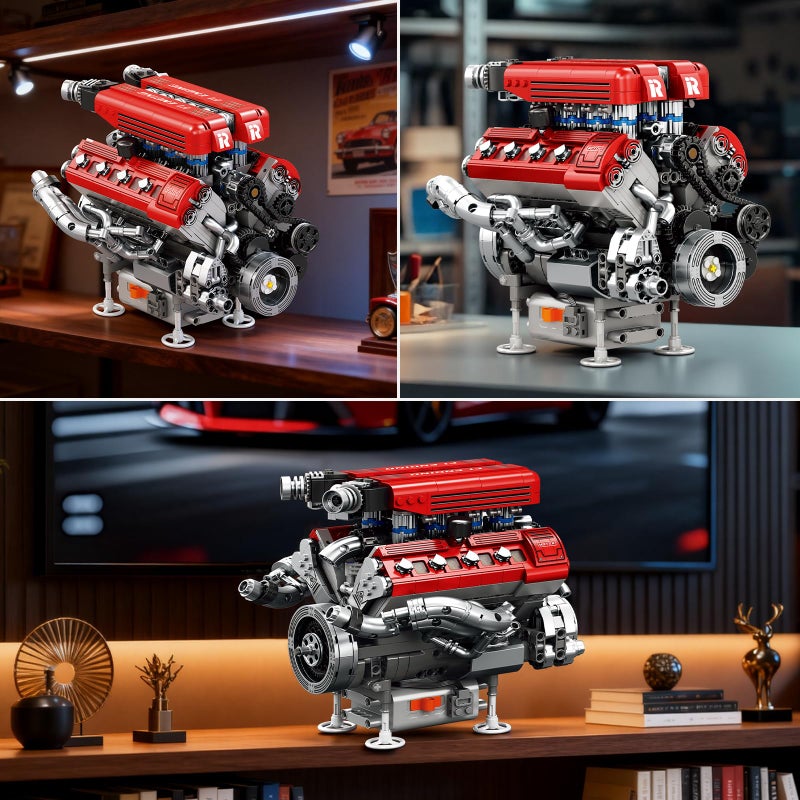 Reobrix V8 Engine Building Set for Adults, 1101 PCS Mechanical Building Blocks with Realistic Engine Motor, Car Engine Engineering DIY Model Kit, STEM Educational Gift for Car Lovers & Collectors - Image 4