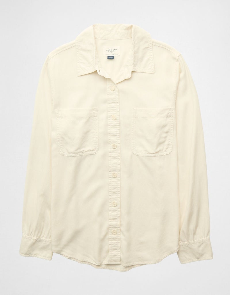 American Eagle AE Bestie Long-Sleeve Button-Up Shirt - Image 3