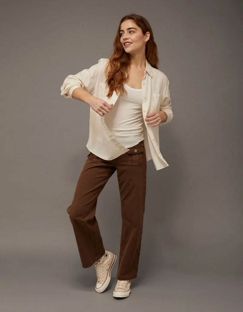 AE Bestie Long-Sleeve Button-Up Shirt