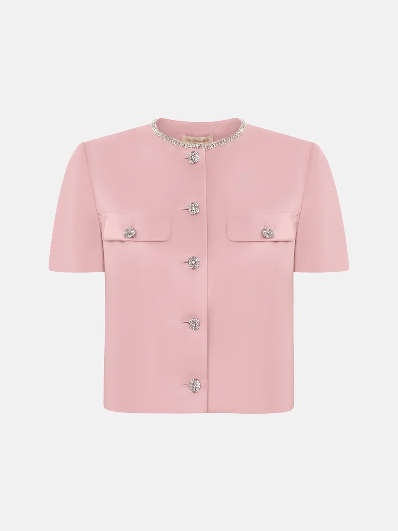 Lichi Short sleeved jacket with rhinestone buttons