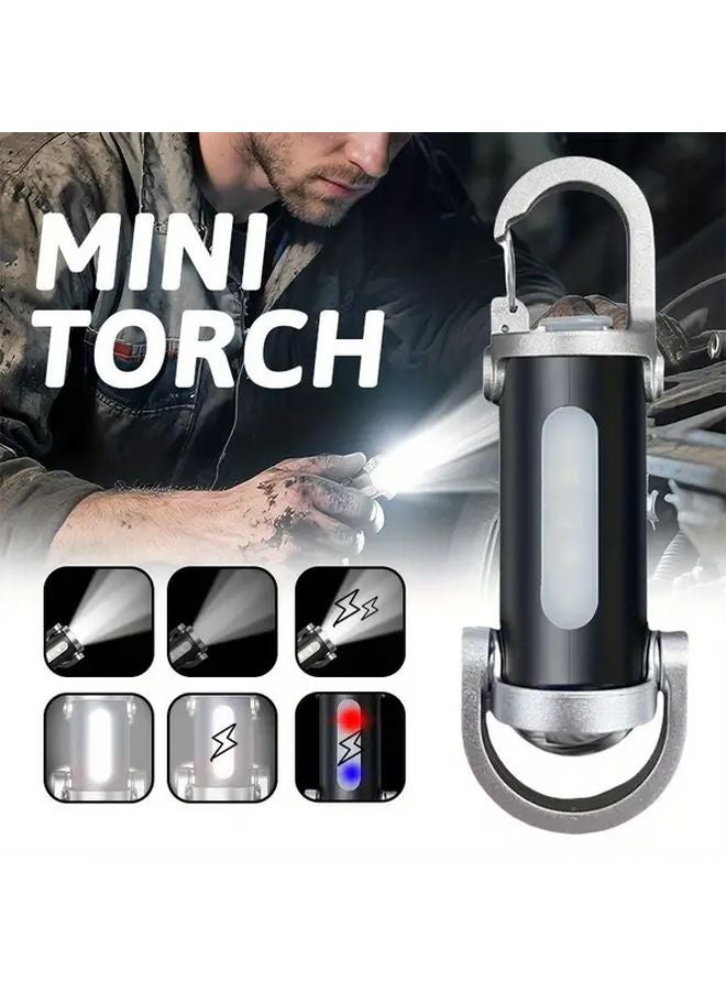 USB Rechargeable LED Keychain Light 7 Modes Portable Flashlight For Camping Emergency - Image 2