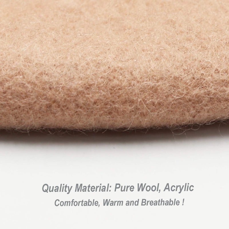 Wheebo Wool Beret Hat,Solid Color French Style Winter Warm Cap for Women Girls Lady - Image 5