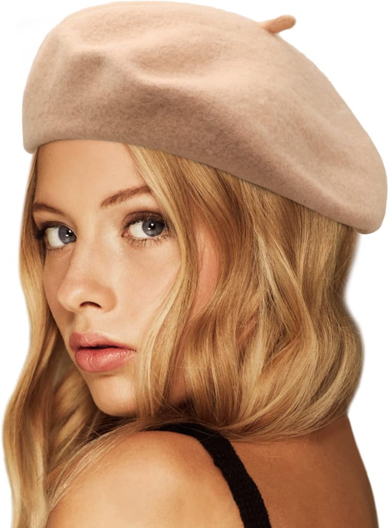 Wheebo Wool Beret Hat,Solid Color French Style Winter Warm Cap for Women Girls Lady - Image 1