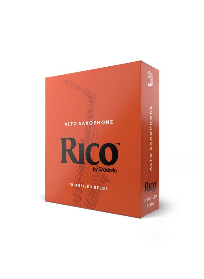D'Addario D'Addario Rico Saxophone Reeds - Reeds for Alto Saxophone - Thinner Vamp Cut for Ease of Play, Traditional Blank for Clear Sound, Unfiled for Powerful Tone - 2.5 Strength - Made in the USA - 10-Pack  - Image 1