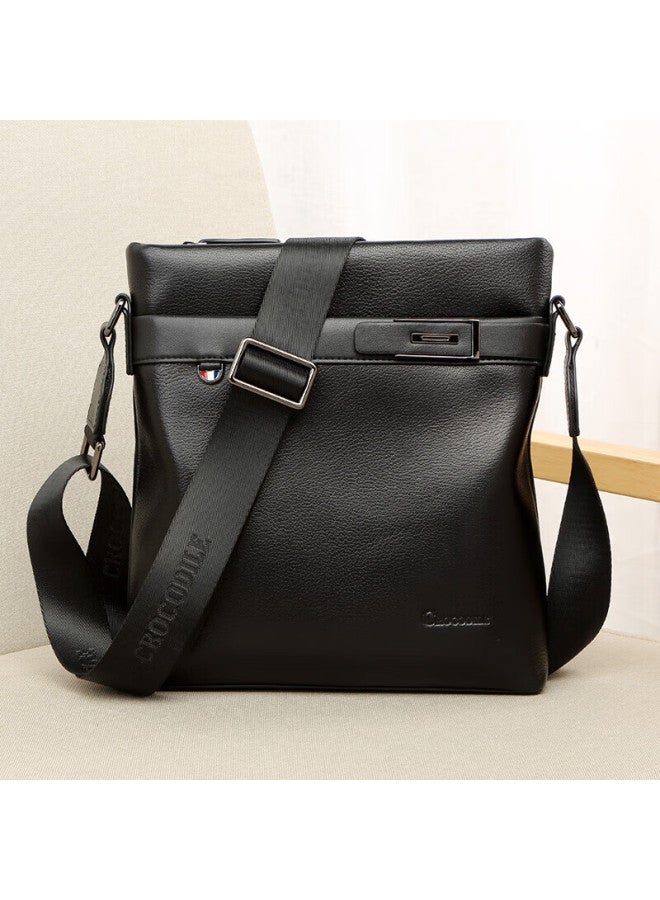 Crocodile New Year Gift, Top-grain Leather Shoulder Bag, Men's Crossbody Bag, Business Casual Men's Bag, Birthday Black - Image 1