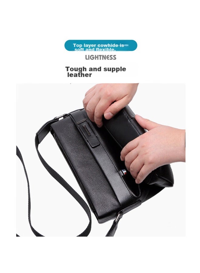 Crocodile New Year Gift, Top-grain Leather Shoulder Bag, Men's Crossbody Bag, Business Casual Men's Bag, Birthday Black - Image 3