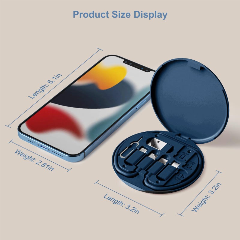 Povdite USB to USB-C Adapter, USB C Charging Cable Adapter Kit Contains Multiple OTG Adapters for USB Type C/USB A/USB C Male Cable/Micro USB, Equipped with SIM Extractor/SIM Slot/Phone Holder (Blue) - Image 2