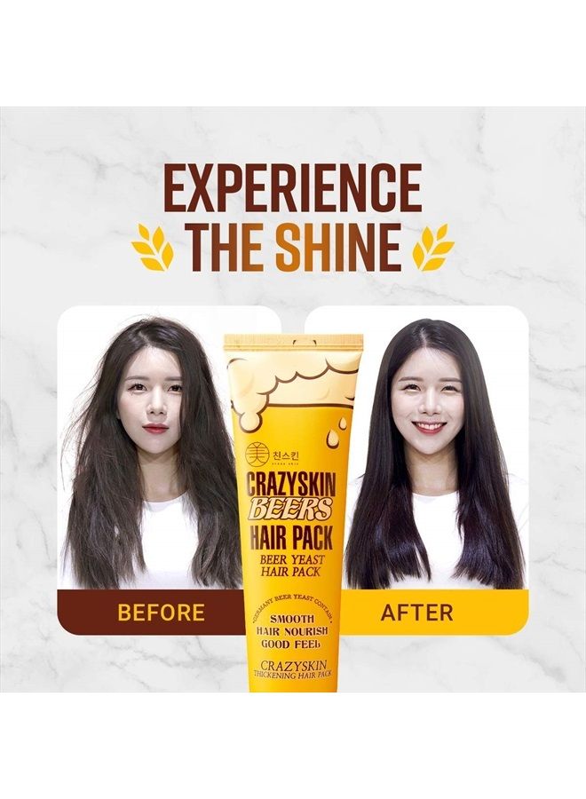 CRAZY SKIN Beers Hair Pack 200g - pH 5.5 German Beer Yeast Hair Treatment Mask - Protein, Keratin, Argan Oil, Camellia Oil, Collagen Contained - Repair Dry, Damaged or Color Treated Hair - Image 5