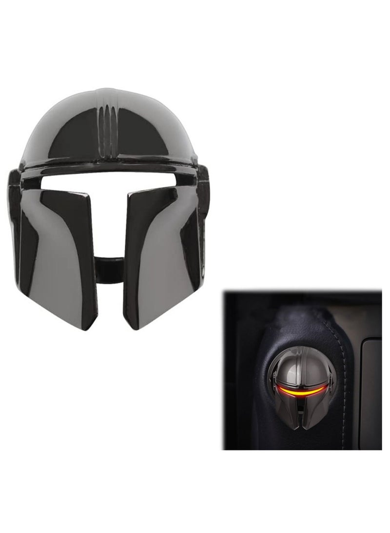 SYOSI Push to Start bu tton Cover for Mando The Mandalorian Star Wars, Car Ignition bu tton Cover, 3D Cool Car Interior Start and Stop bu tton Decoration Ring, Anti Scratch Car bu tton Ring Titanium Black - Image 1