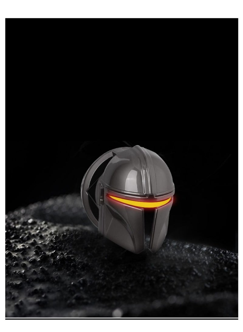 SYOSI Push to Start bu tton Cover for Mando The Mandalorian Star Wars, Car Ignition bu tton Cover, 3D Cool Car Interior Start and Stop bu tton Decoration Ring, Anti Scratch Car bu tton Ring Titanium Black - Image 4