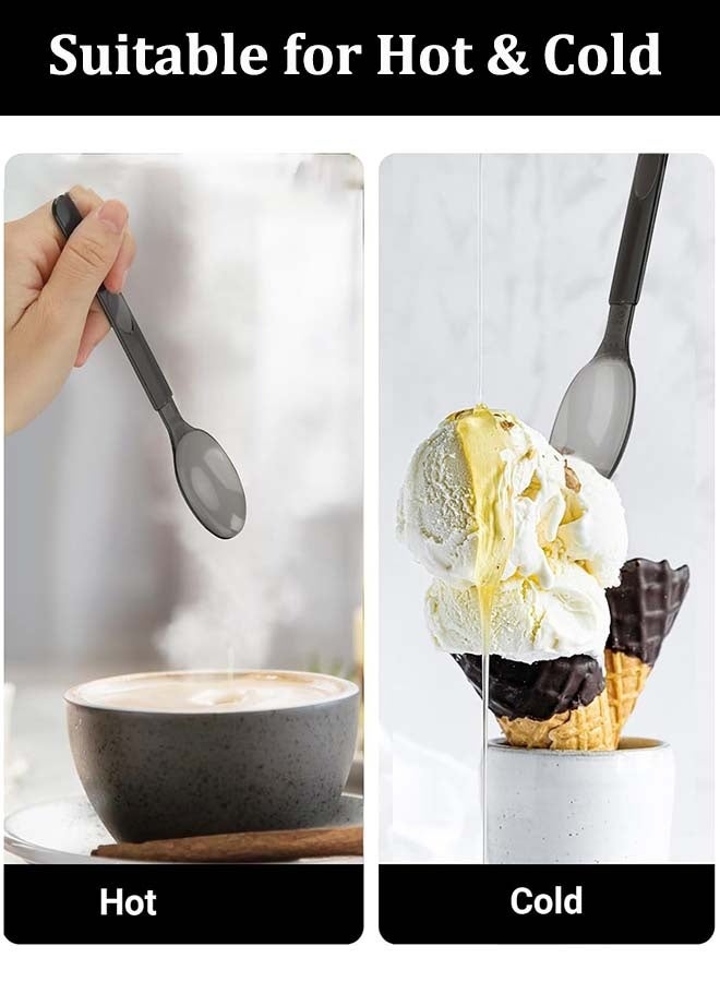 YIM-VIBEHAUS Disposable Plastic Spoons, 50 Pieces Plastic Cutlery Spoons, Disposable Utensils Set for Party Wedding Birthday Family Gathering, Disposable Cutlery Individually Wrapped 6.8"x1.3" - Image 4