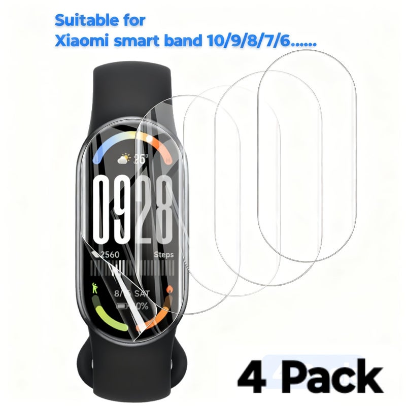4 عبوات حماية شاشة متوافقة مع Xiaomi Mi Band 7 و 8، صلابة 8H، مقاومة للصدمات والخدوش، سهلة التركيب. - Image 2