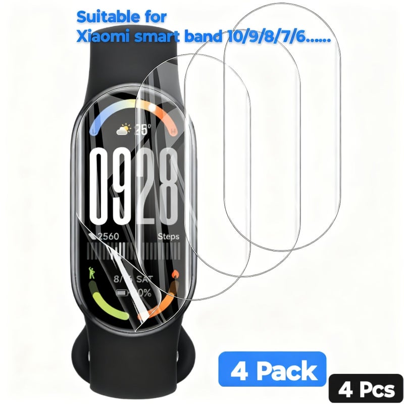 4 عبوات حماية شاشة متوافقة مع Xiaomi Mi Band 7 و 8، صلابة 8H، مقاومة للصدمات والخدوش، سهلة التركيب. - Image 1