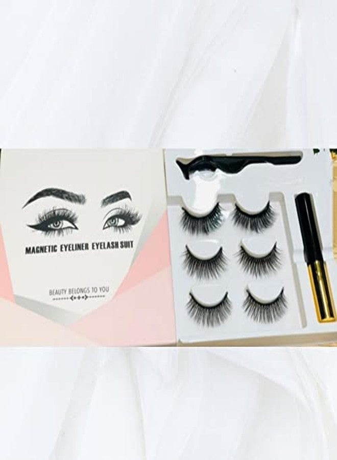 Vinayakart 3 Pairs Magnetic False Eyelashes - Reusable Fake Eyelashes with Eyeliner and Tweezer - Artificial Eye Lashes for Women Natural Wispy - Image 2
