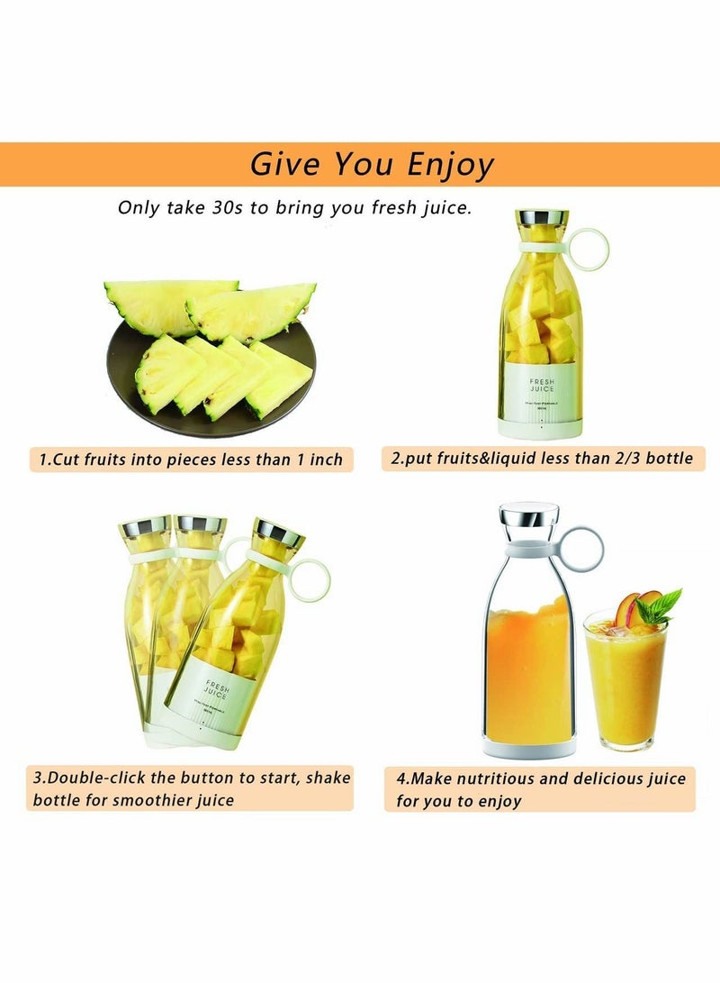 واي آند دي Portable Blender for Shakes and Smoothies, Personal Size 4 Blade Mini Home Wireless Charging Student Smoothie Bottle Fruit Mixer Home, Travel Outdoors (White) - Image 2