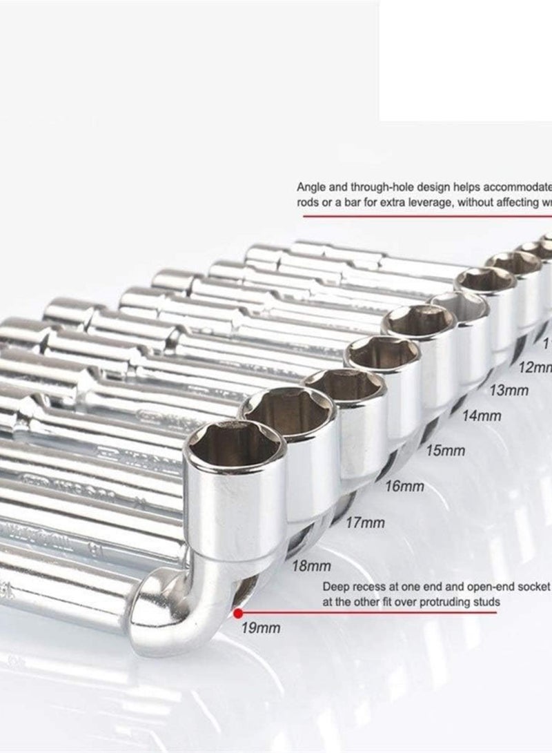 GGOOT Hardware Tool Car L Type Socket Spanner Set 7/12PCS Socket Wrench Set L Type Tool Kits Head Outer Hexagon Sleeves Wrench Keys (Color : C) - Image 4