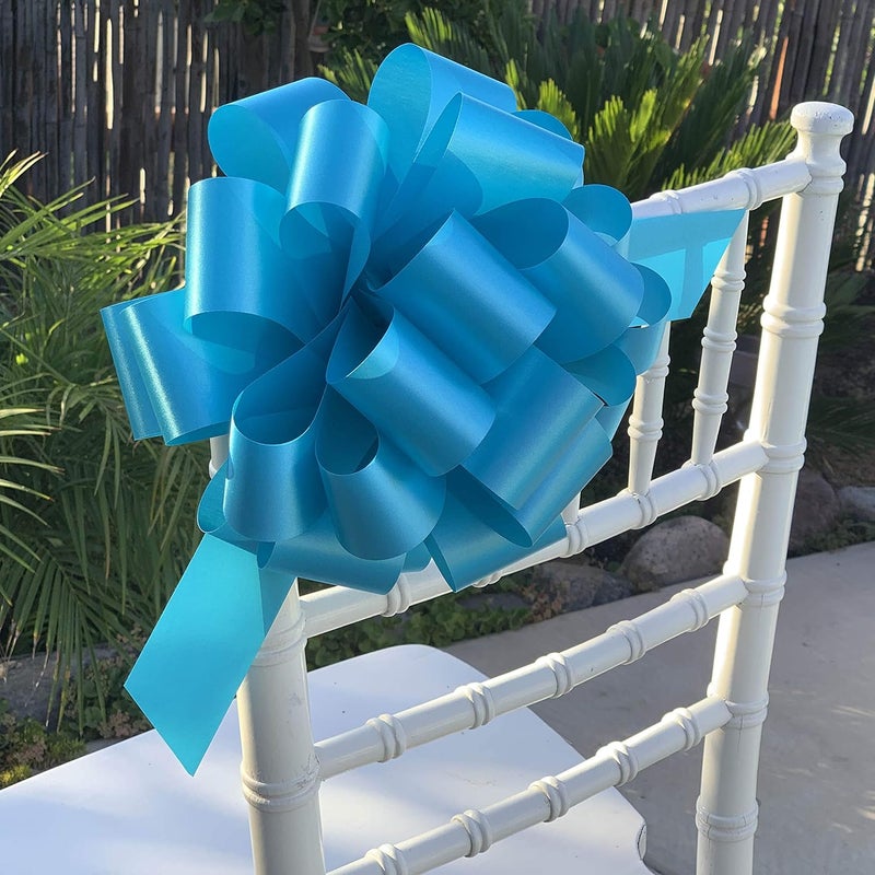 Gift Wrap Etc. Turquoise Decorative Ribbon Pull Bows - 9" Wide, Set of 6, Spring, Gift Basket, Presents, Birthday, Fundraiser, Wedding, Reception, Anniversary, Decoration, Classroom, Office, Christmas, Easter - Image 3
