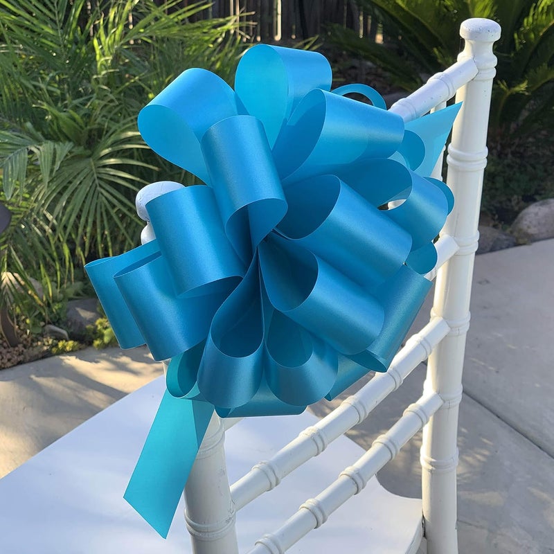 Gift Wrap Etc. Turquoise Decorative Ribbon Pull Bows - 9" Wide, Set of 6, Spring, Gift Basket, Presents, Birthday, Fundraiser, Wedding, Reception, Anniversary, Decoration, Classroom, Office, Christmas, Easter - Image 5