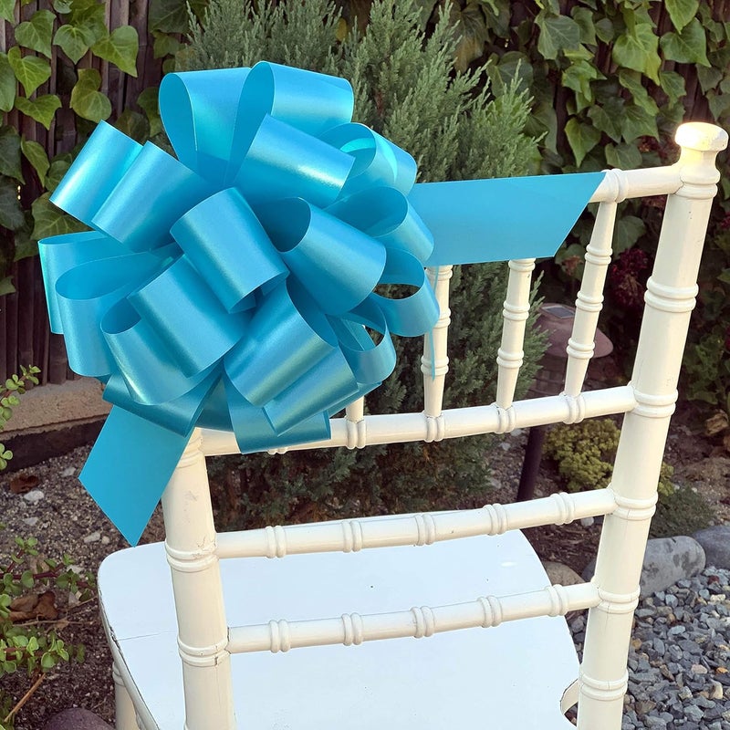 Gift Wrap Etc. Turquoise Decorative Ribbon Pull Bows - 9" Wide, Set of 6, Spring, Gift Basket, Presents, Birthday, Fundraiser, Wedding, Reception, Anniversary, Decoration, Classroom, Office, Christmas, Easter - Image 4