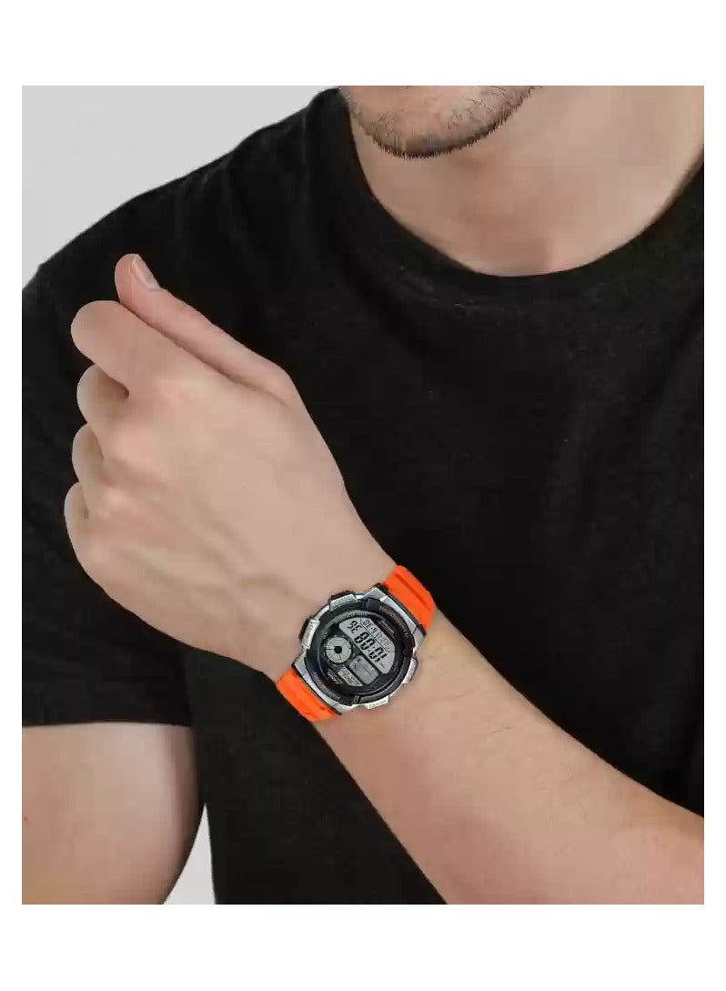 كاسيو ساعة شبابية رقمية مقاومة للماء AE-1000W-4BVDF - 48 ملم - برتقالي - Image 2