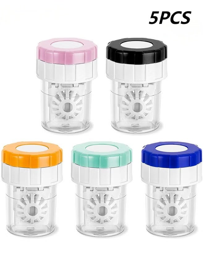 5 Pieces Contact Lens Cases Manually Contact Lens Washer Cleaner Portable Rotation Contact Lens Cleaning Container Contact Lens Soak Storage Kit for Travel Home - Image 1