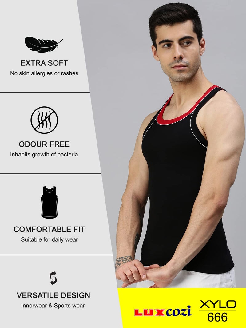 Lux Cozi Men's Cotton Vest (Pack of 3) (8904209872050_COZI_Xylo_666_COL_100 Prints May Vary) - Image 3