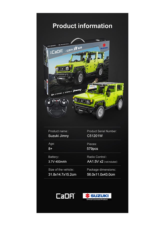 CaDA Remote Control Car Toy Building Blocks Suzuki Jimny  (licensed) C51201W - Image 5