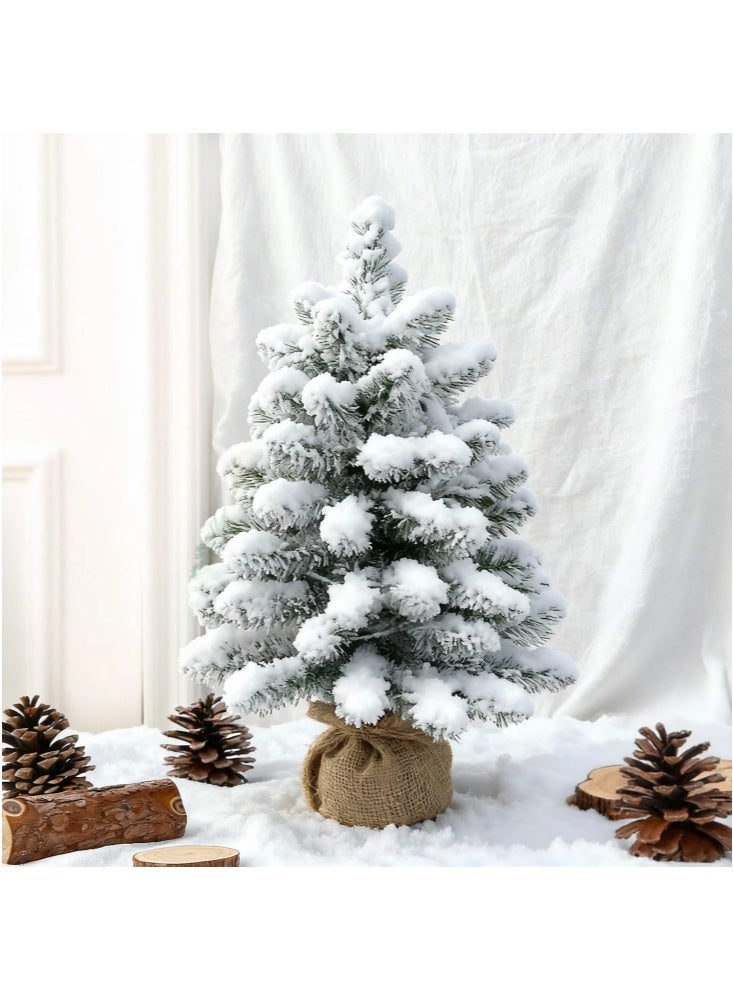 GGEROU 1.8ft Pine Christmas Tree, Pre-lit Mini Flocked Tabletop Tree with 40 LED Lights and Cloth Bag Base - Image 3