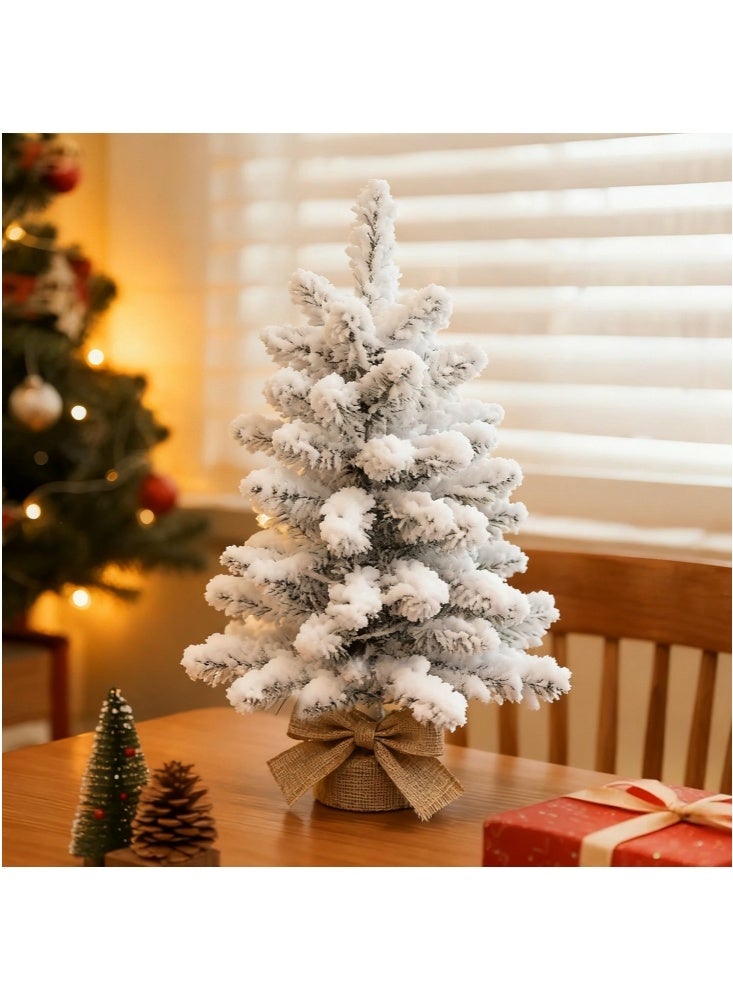 GGEROU 1.8ft Pine Christmas Tree, Pre-lit Mini Flocked Tabletop Tree with 40 LED Lights and Cloth Bag Base - Image 4