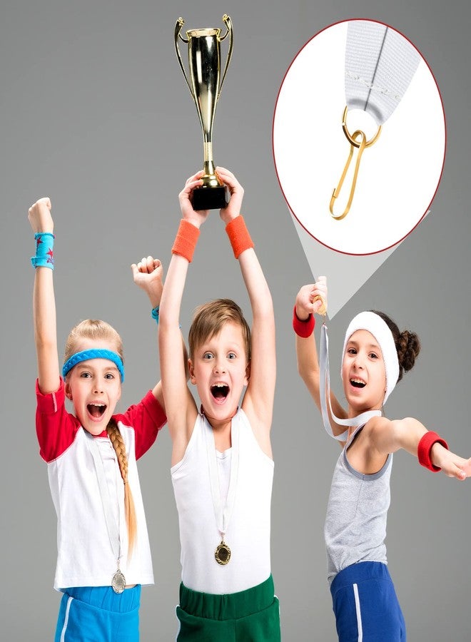 Berlune 100 Pcs Neck Ribbon with Snap Clips Blank Medal Solid Award Ribbon Lanyards Flat Award Holder for Kids Adults Student Competitions Sports Party Achievement (White) - Image 4