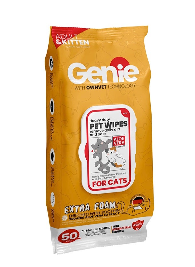 Genie - Genie Cat wipes 50 Wipes Extra Foam - Image 1
