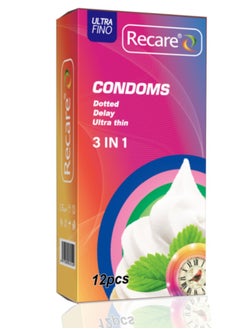 Recare Newly Elevated Natural Intimacy Enhancers - 4 Pieces Each of Textured, Sustained Enjoyment, and Barely Noticeable Varieties, 12-Piece Exquisite Set 
