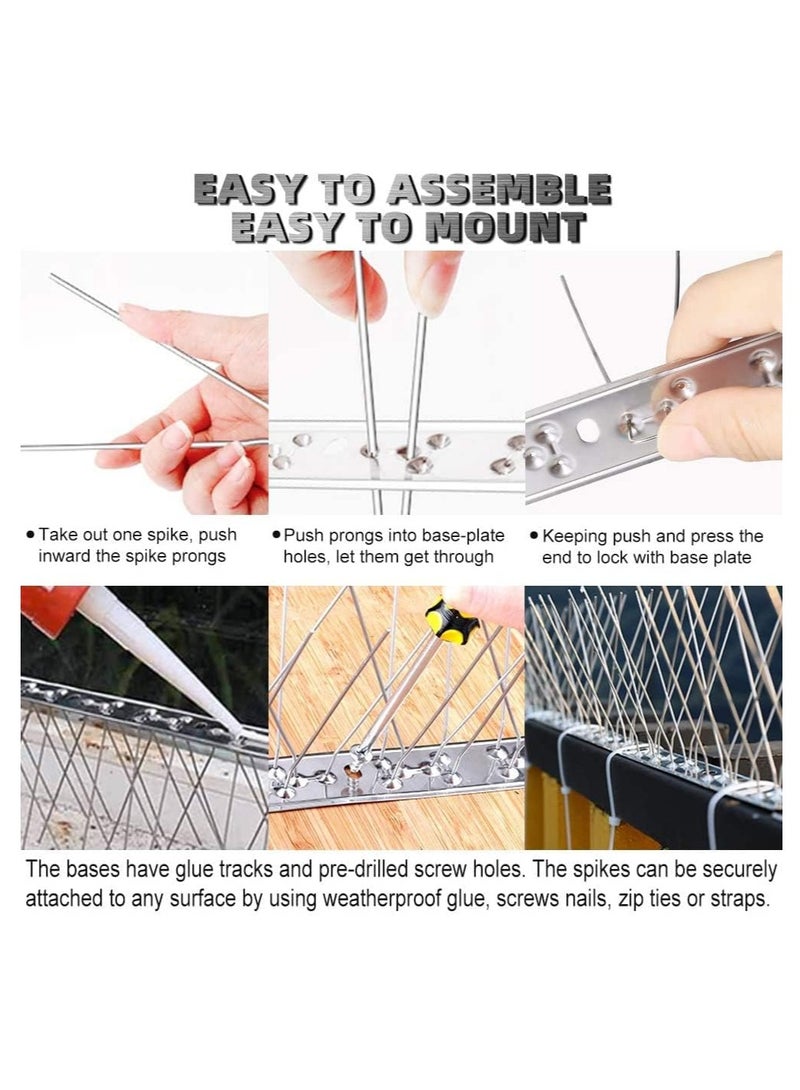 Generic Assembled Bird Spikes Stainless Steel for Pigeons and Other Small Birds - No Plastic - Anti Bird Repellent Spikes Control Kit 50 Centimetre Spikes (Pack of 100) - Image 3