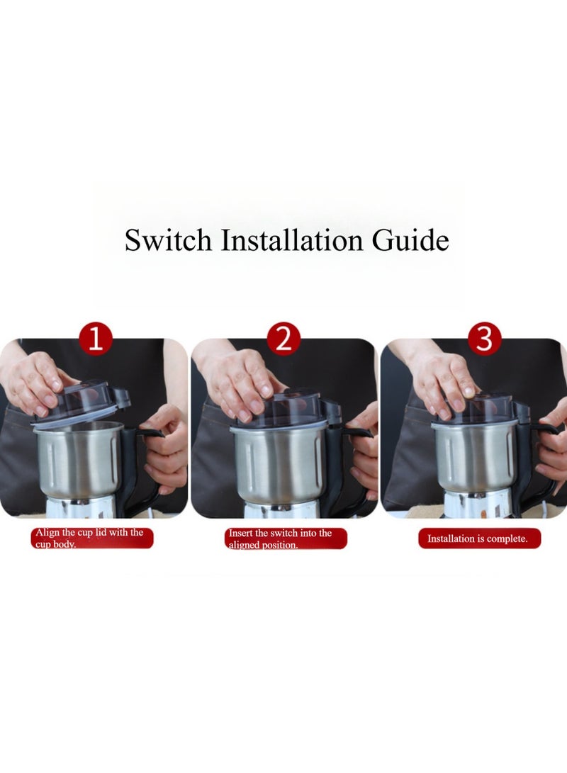 مطحنة كهربائية من الفولاذ المقاوم للصدأ - طاحونة طعام جاف عالية السرعة لحبوب القهوة، الحبوب، البهارات، الأعشاب والطب الصيني، مزودة بوظيفة النبض بنقرة واحدة وأربعة شفرات - Image 3