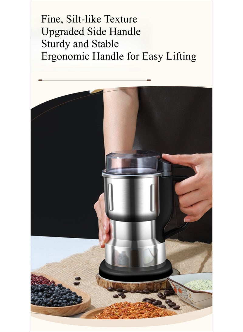 مطحنة كهربائية من الفولاذ المقاوم للصدأ - طاحونة طعام جاف عالية السرعة لحبوب القهوة، الحبوب، البهارات، الأعشاب والطب الصيني، مزودة بوظيفة النبض بنقرة واحدة وأربعة شفرات - Image 4
