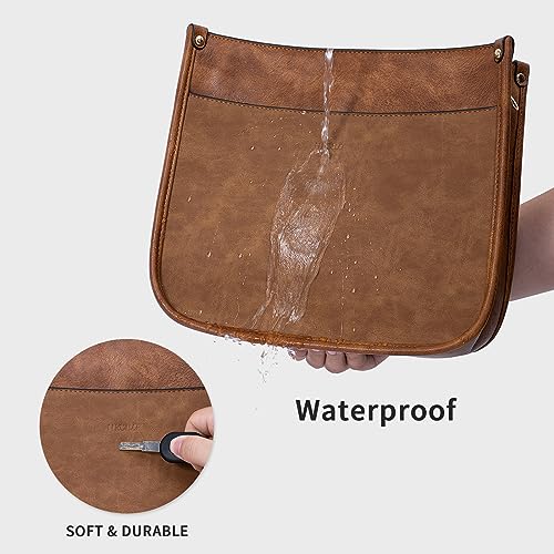 HKCLUF Crossbody Bags for Women Trendy Vegan Leather Hobo Handbags With 2PCS Adjustable Guitar Strap Crossbody Shoulder Bag Purse For Women(Stitching Brown) - Image 5