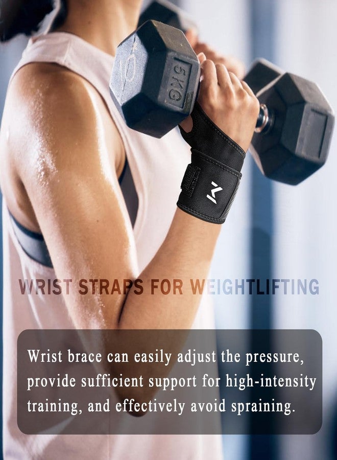 FVVWVV 1Pair TFCC Wrist Brace with 1Pair Wristbands, Wrist Support for Tendonitis, Strain, Pain Relief, Adjustable Wrist Wrap for Sports, Tennis, Golf, Weightlifting (Black) - Image 2