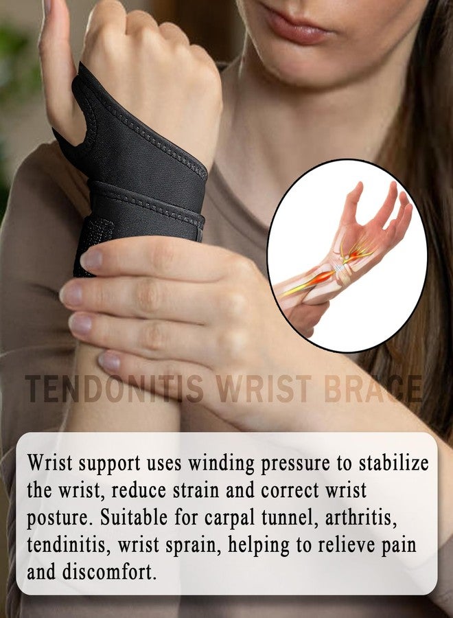 FVVWVV 1Pair TFCC Wrist Brace with 1Pair Wristbands, Wrist Support for Tendonitis, Strain, Pain Relief, Adjustable Wrist Wrap for Sports, Tennis, Golf, Weightlifting (Black) - Image 3